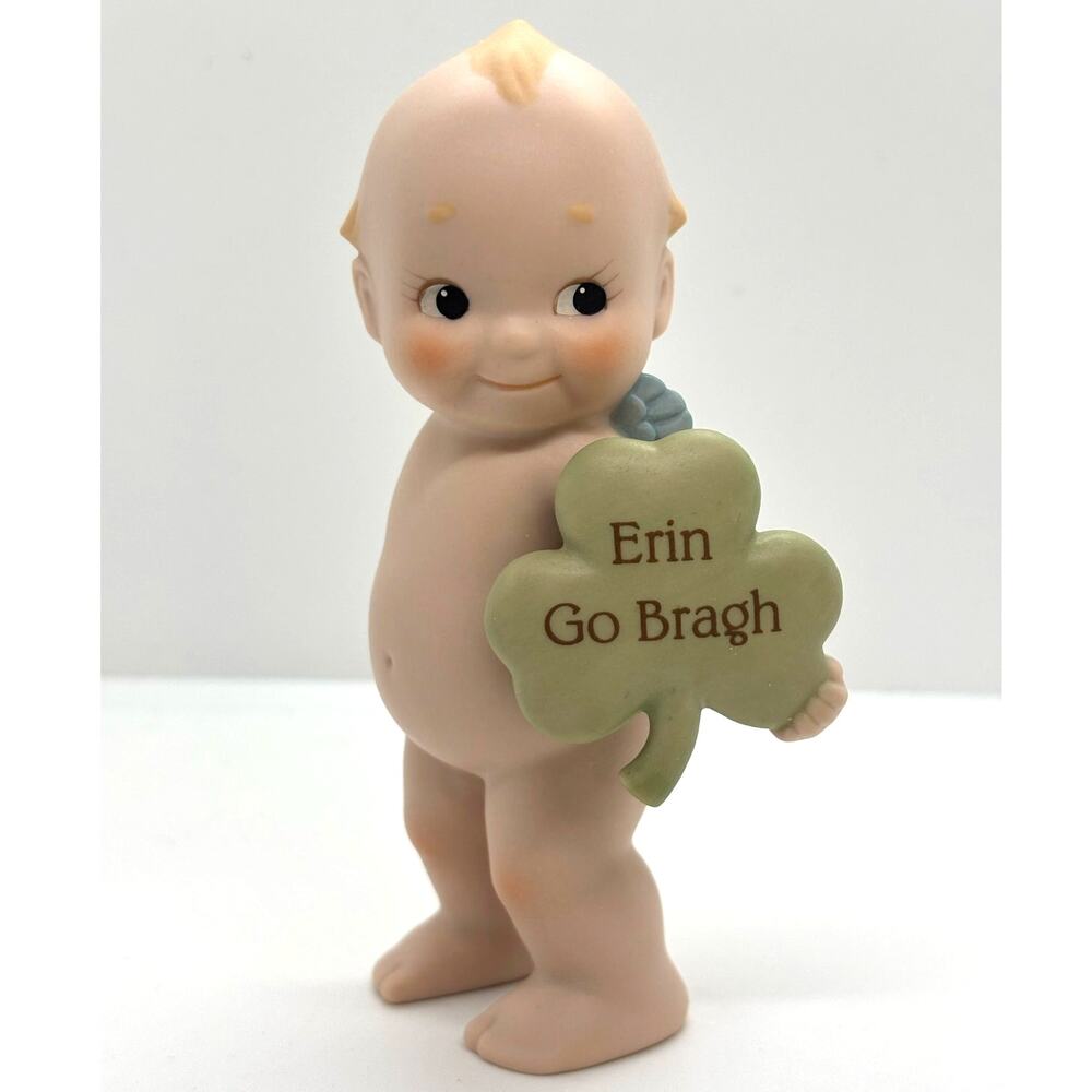 VTG '93 Jesco/Enesco Rose O'Neill Porcelain Kewpie Doll w/Erin Go Bragh Shamrock